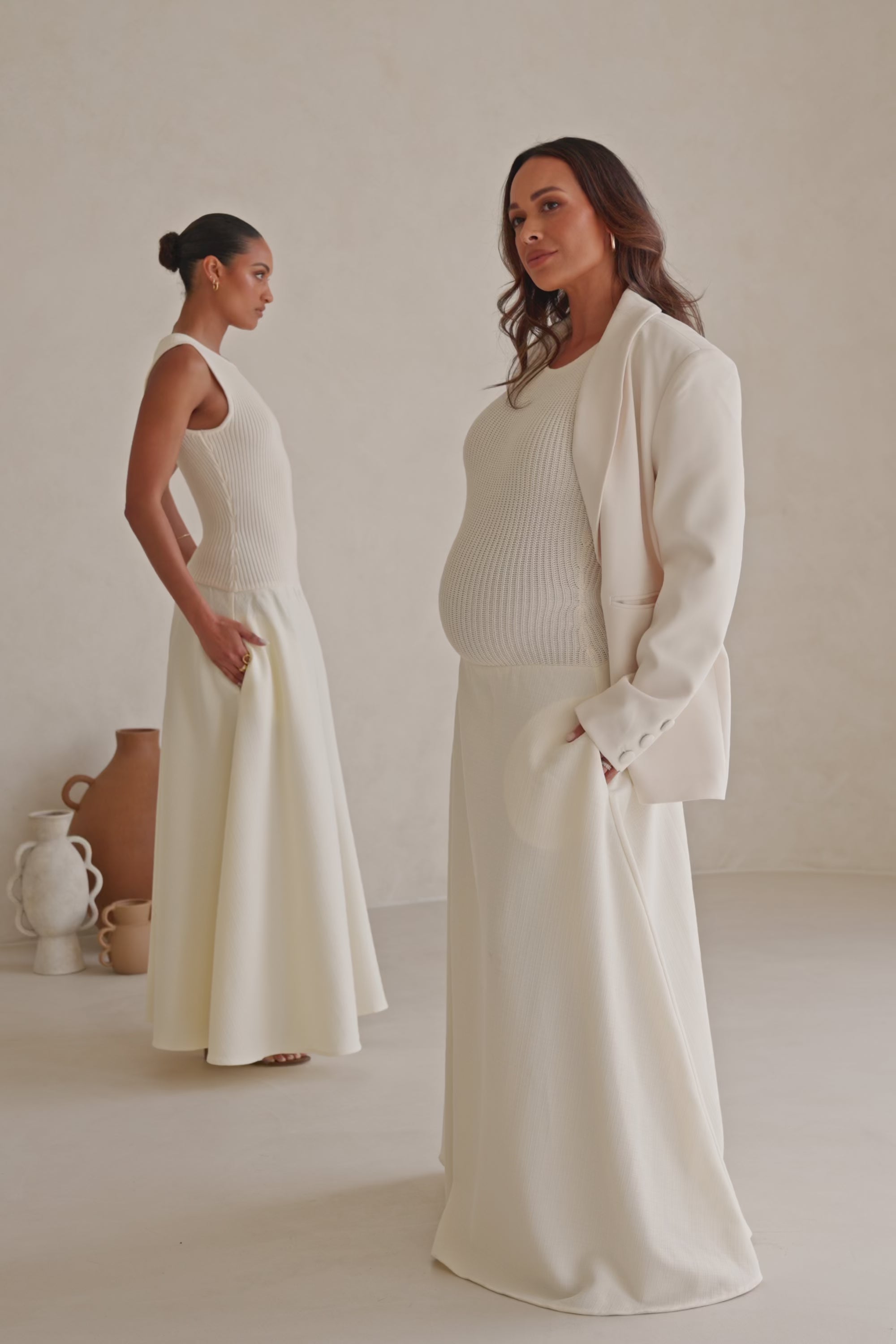 Blakely Long Sleeve Button Up Blazer - Beige