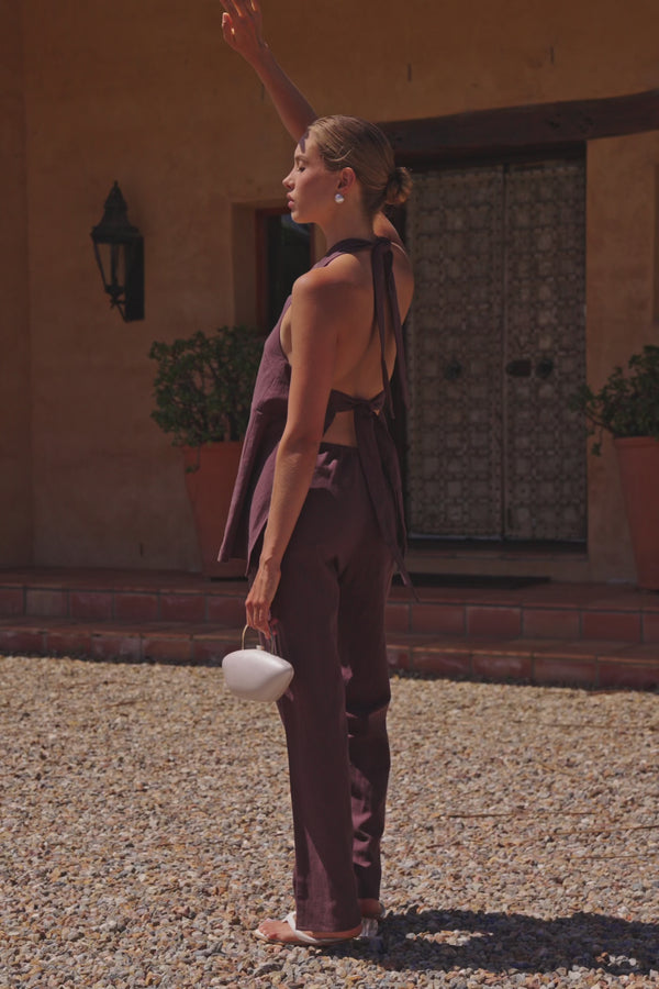 Chocolate Brown Halter Elara Top