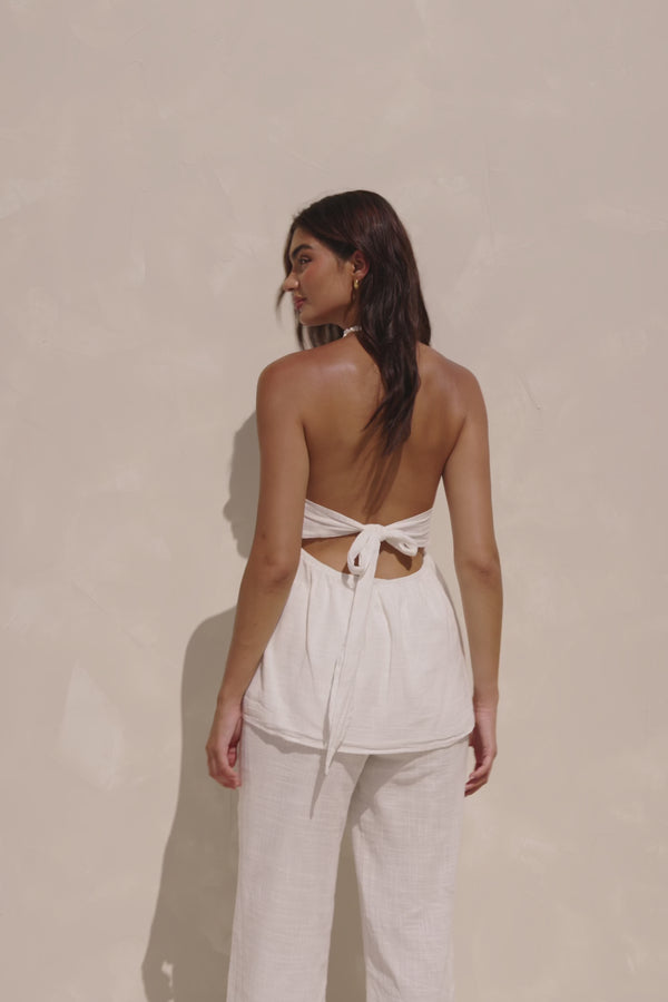 Jaymie Strapless Overlay Backless Jumpsuit - White