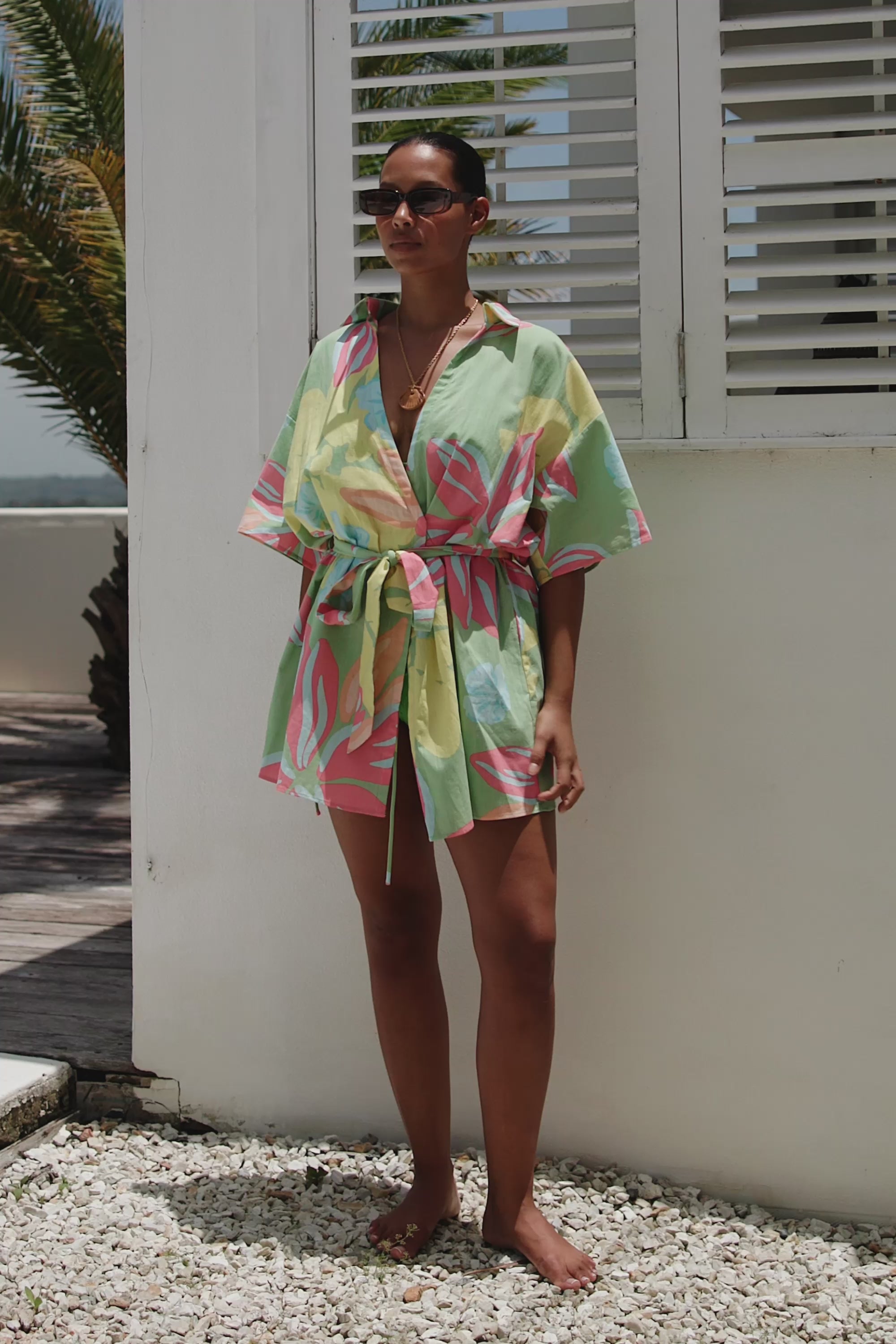 Alannah Wrap Mini Dress - Green