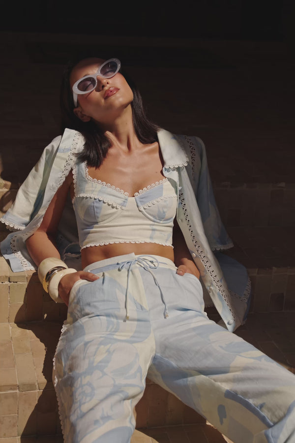 Blue Short Sleeve Button Up Collar Isabella Shirt