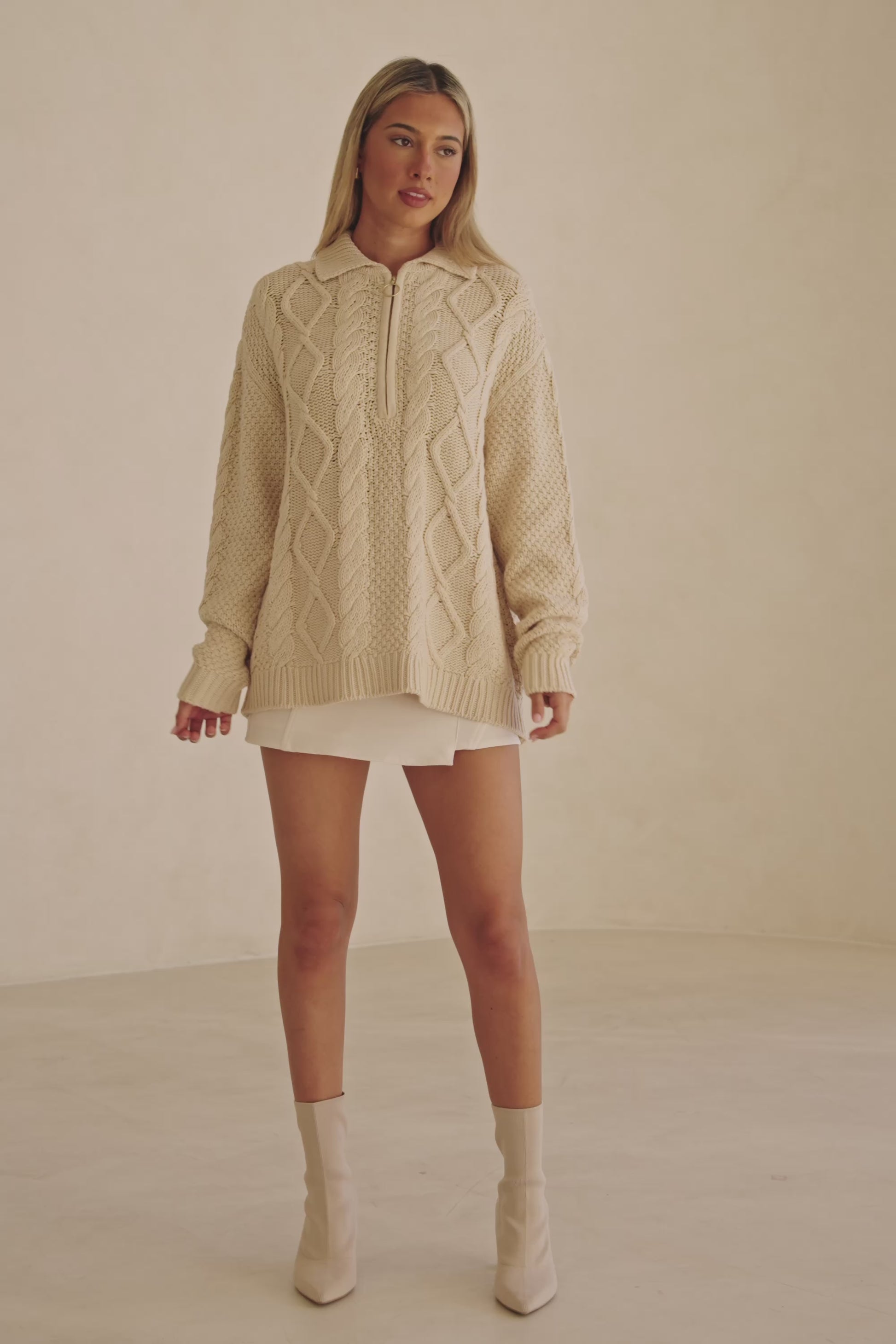 Cream Knit Long Sleeve Karla Top