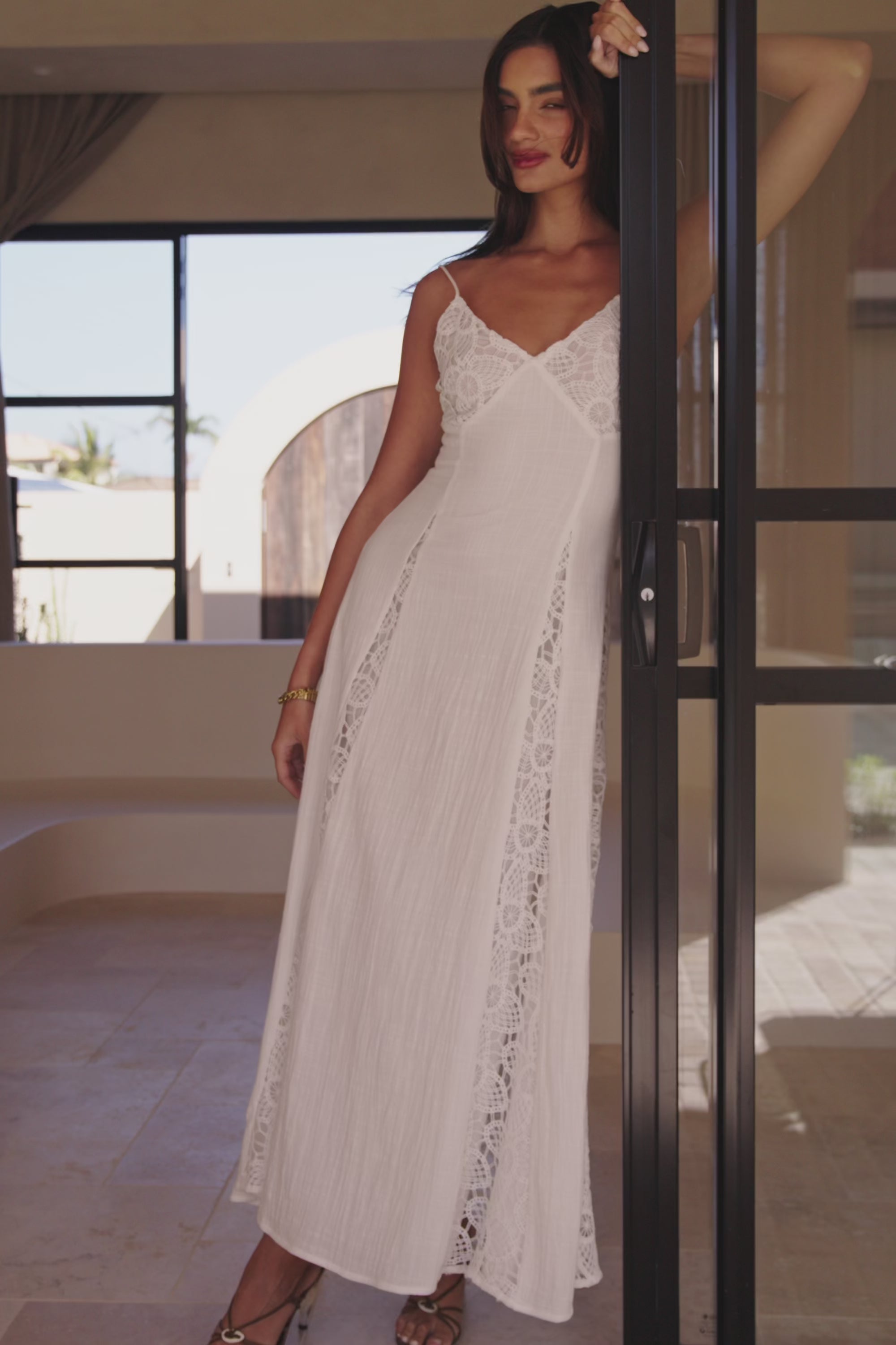 White Lace A-Line Maxi Skye Dress