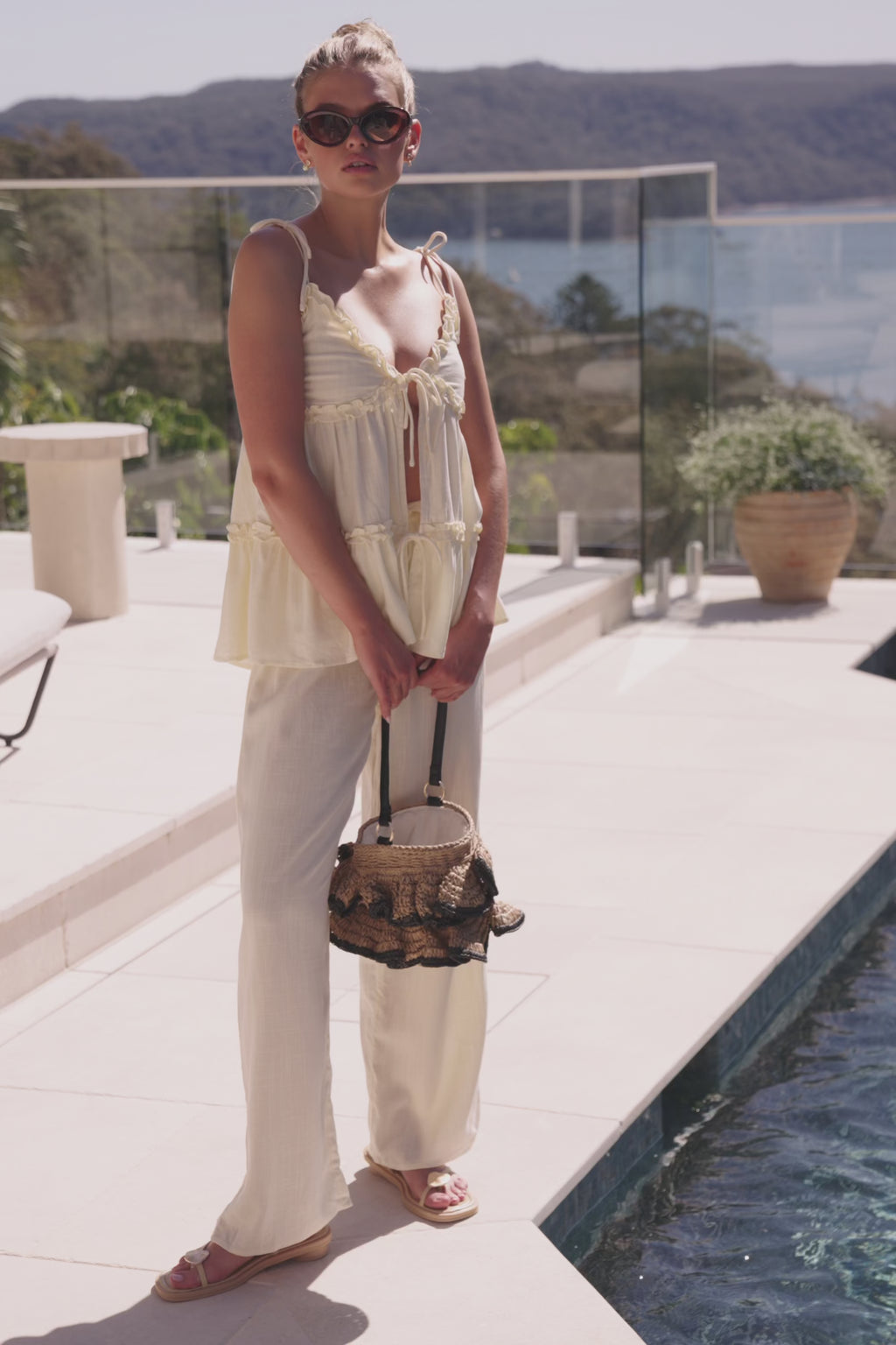 Cream High Waist Cantrell Pants