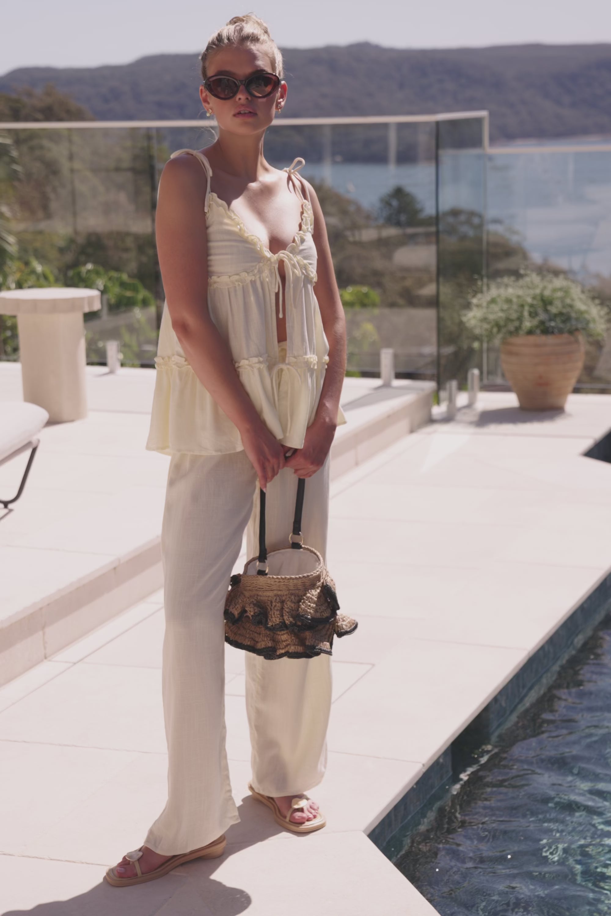 Cream High Waist Cantrell Pants