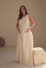 Cream Ribbed Round Neck Flowy Maxi Bryce Dress