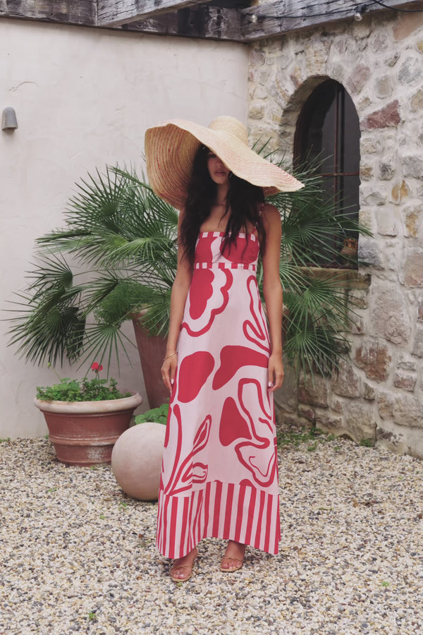 Red and Pink Darling Floral Print Maxi Addy Dress