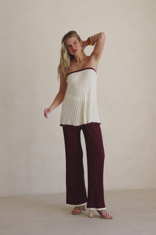 Cream Ribbed Strapless Winnie Top