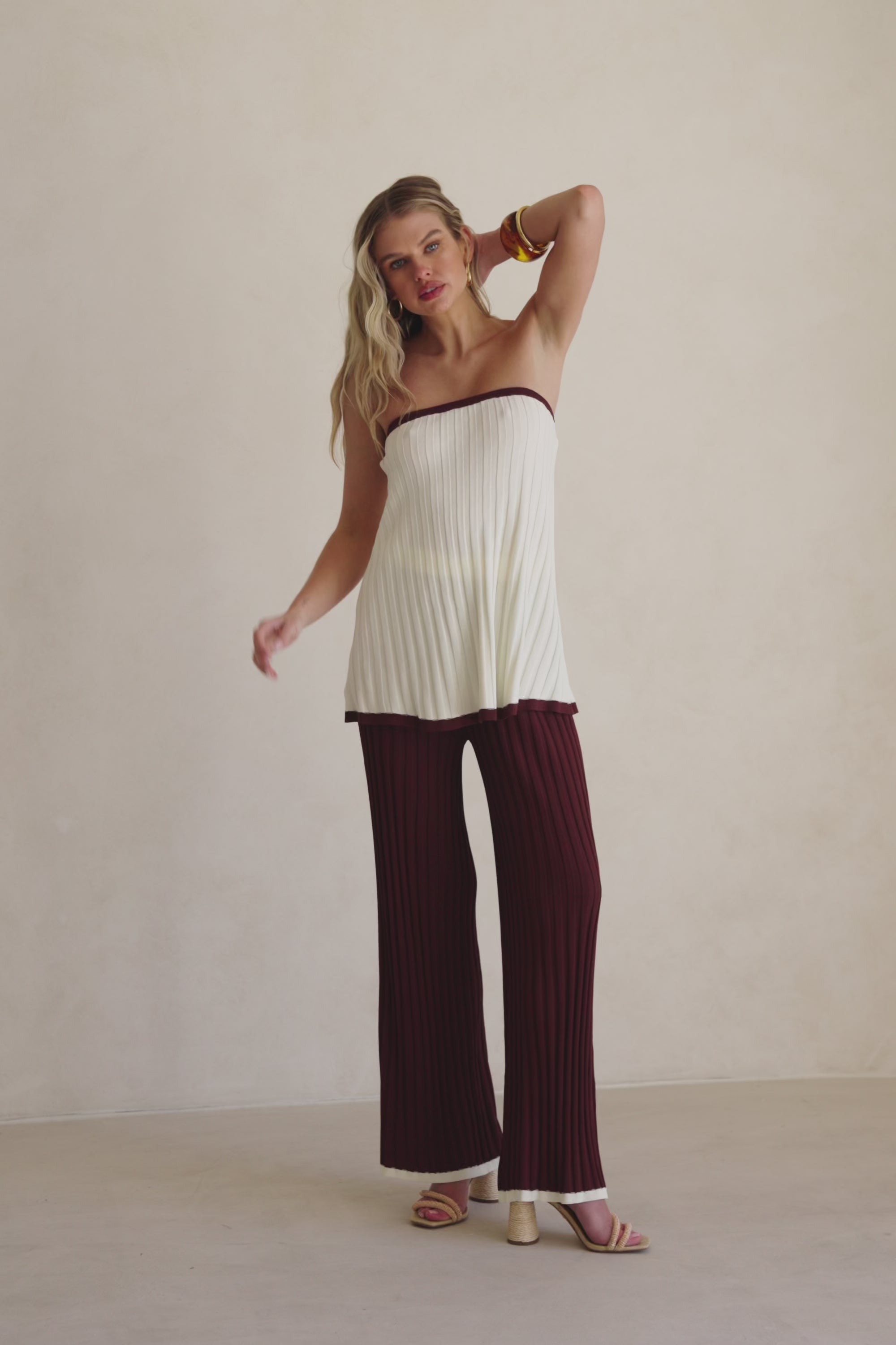 Cream Ribbed Strapless Winnie Top