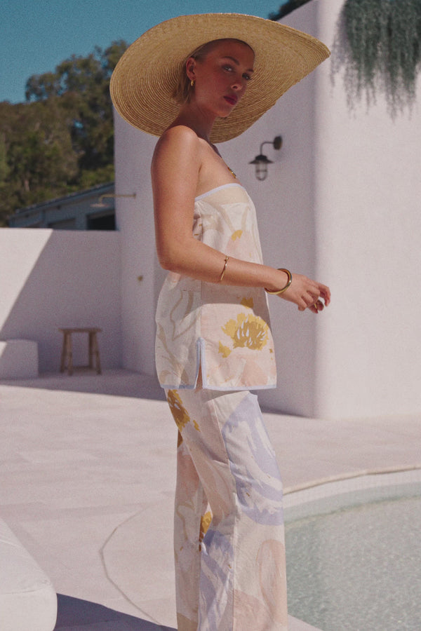 Pink Vintage Bloom Print Strapless Oaklynn Top