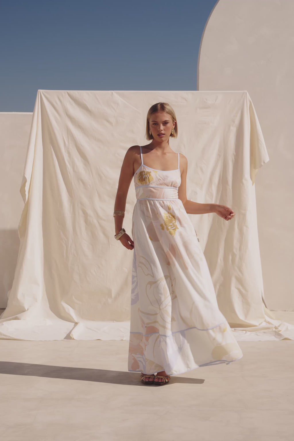 Pink Vintage Bloom Print Maxi Genevieve Dress