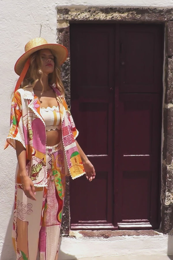 Peach Theotokos Boxy Button Up Collar Kelia Shirt