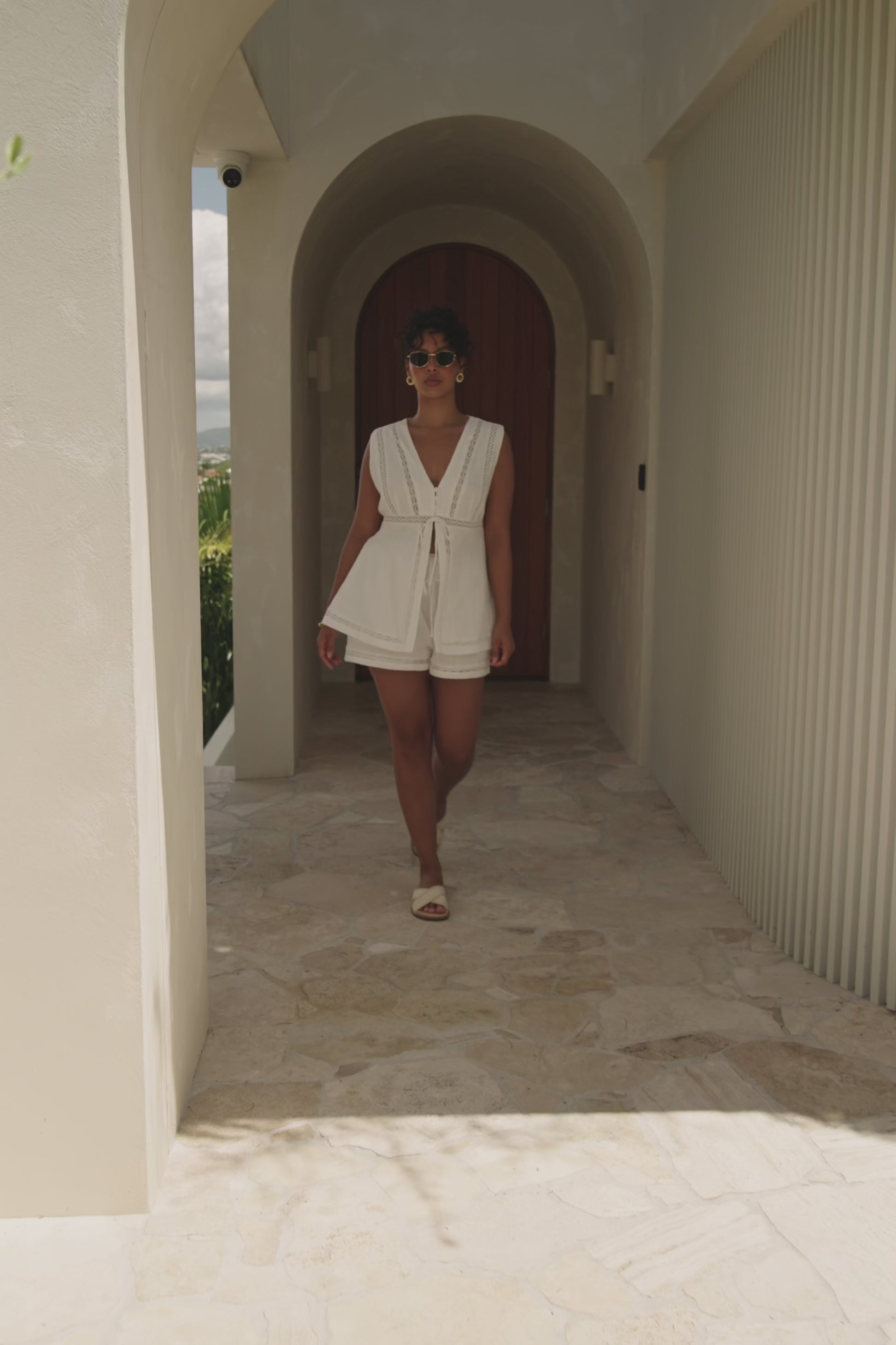 White Lace Elastic Drawstring Cerelia Shorts