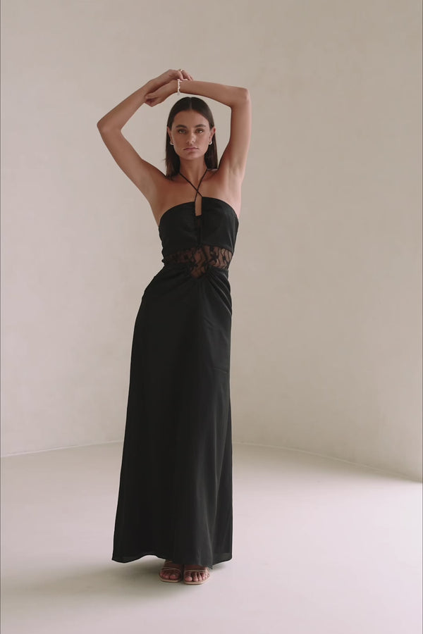 Ariah Halterneck Maxi Dress - Black