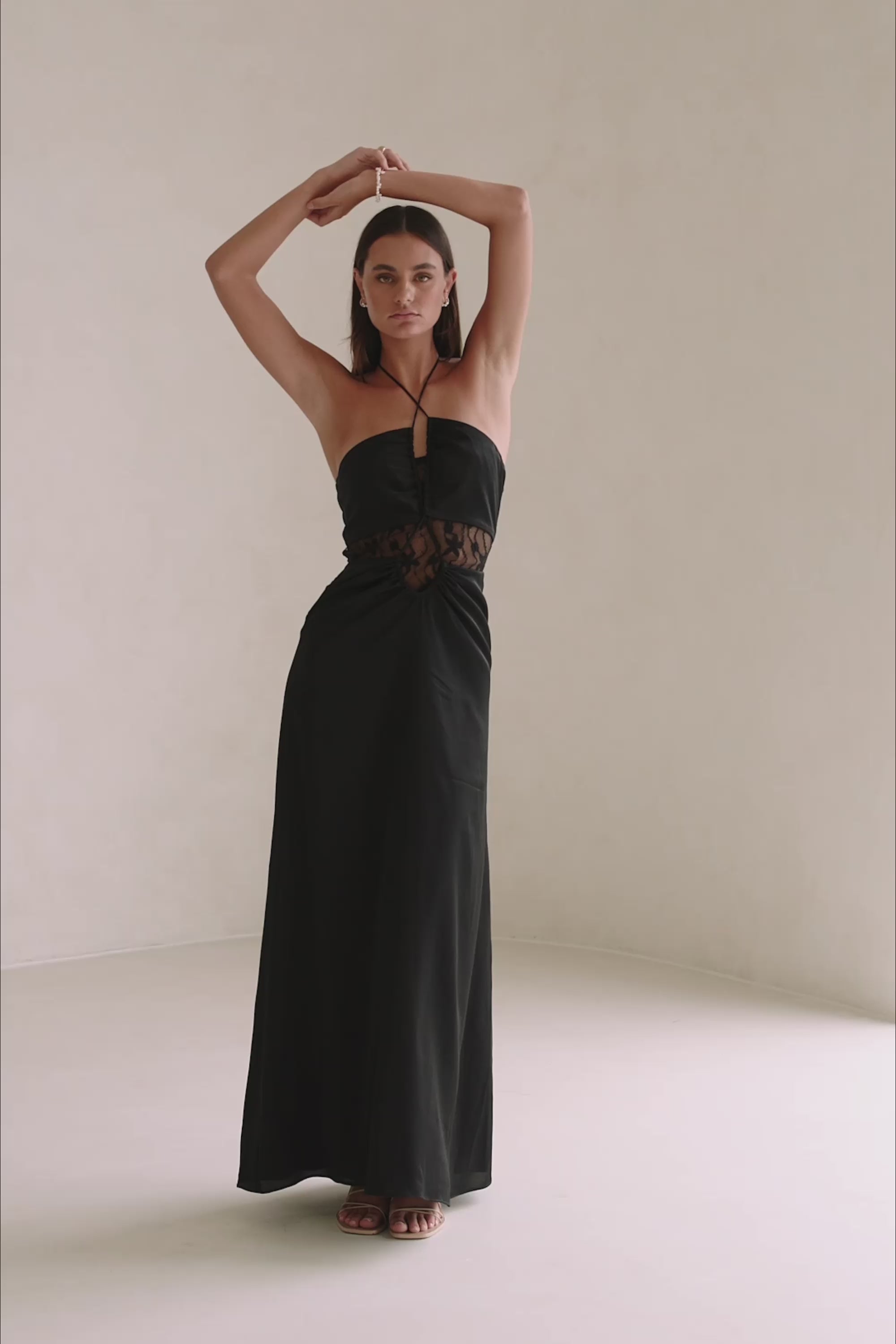 Ariah Halterneck Maxi Dress - Black