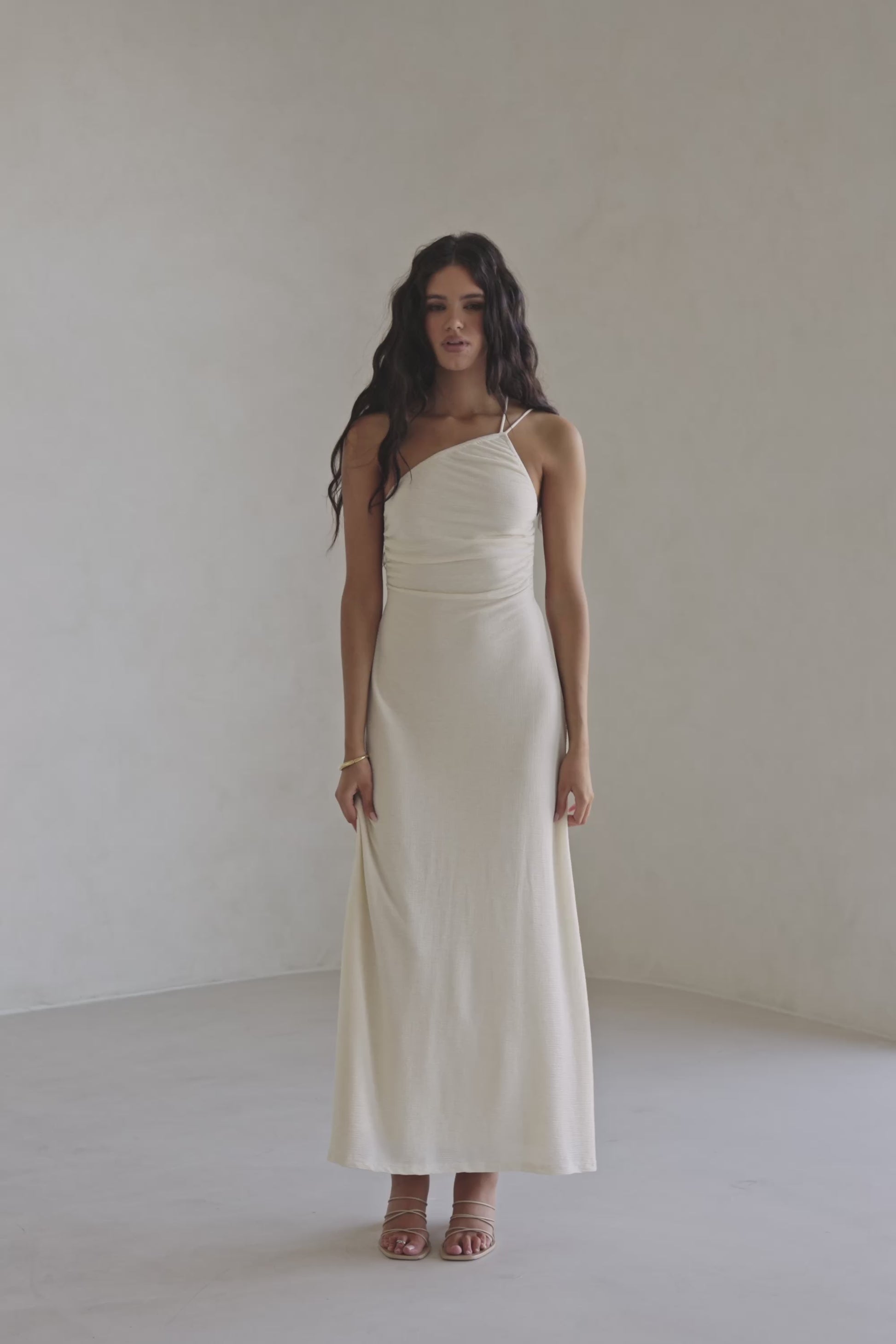 Bridal Cream One Shoulder Backless Maxi Emilee Dress