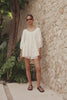 Novalie Flounce Button Top - White