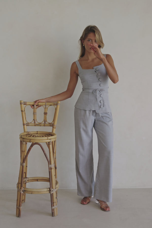 Blue Button Khaleesi Top