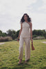Beige Textured Knit One Shoulder Asymmetric Amirah Top