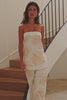 White Coastal Shell Print Strapless Bahari Top