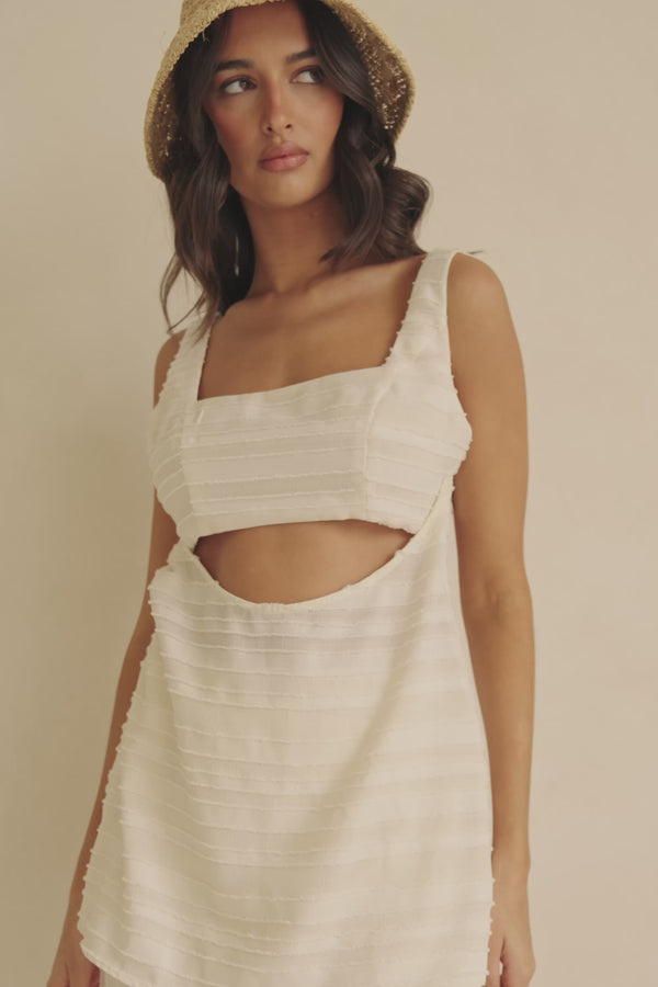 Cream Textured Wrap Mini Aurelie Skirt