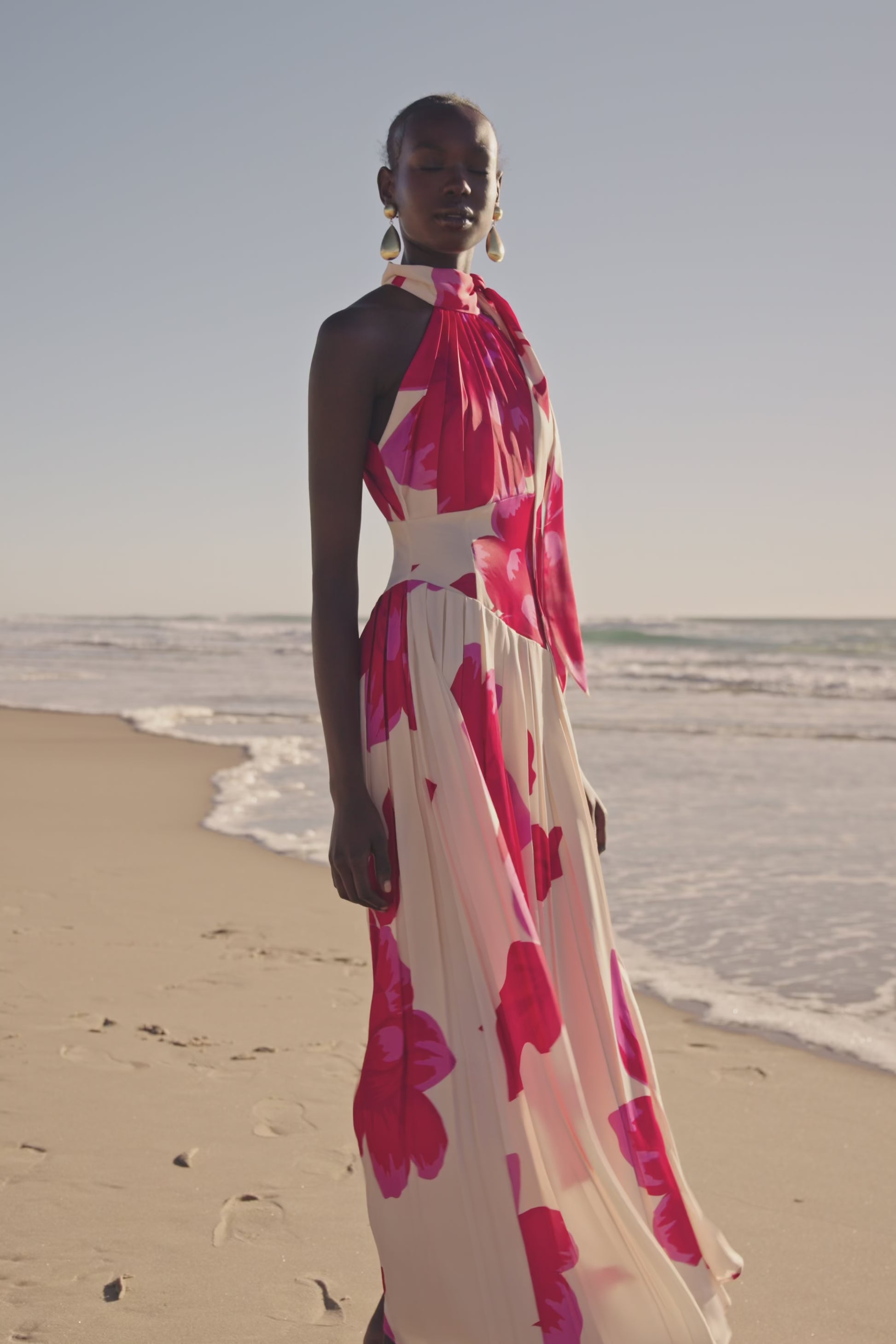 Pink Sole Rosa Print Halter Maxi Daje Dress