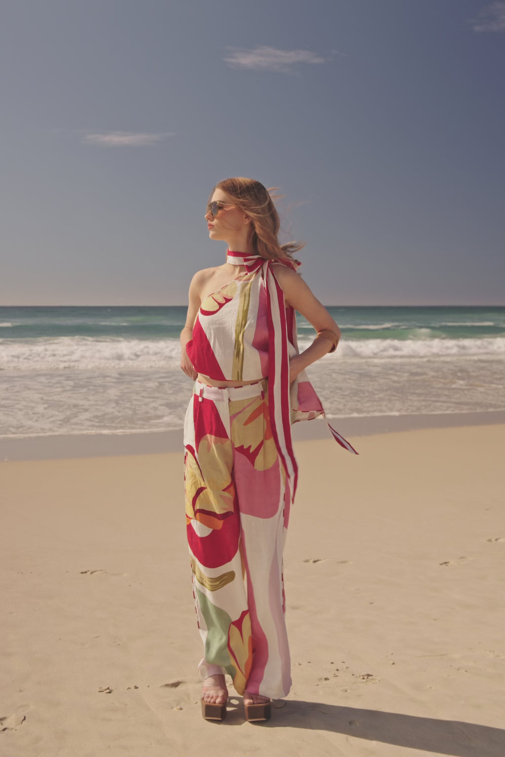 Red Estivo Abstract Print Pocket Trouser Pants