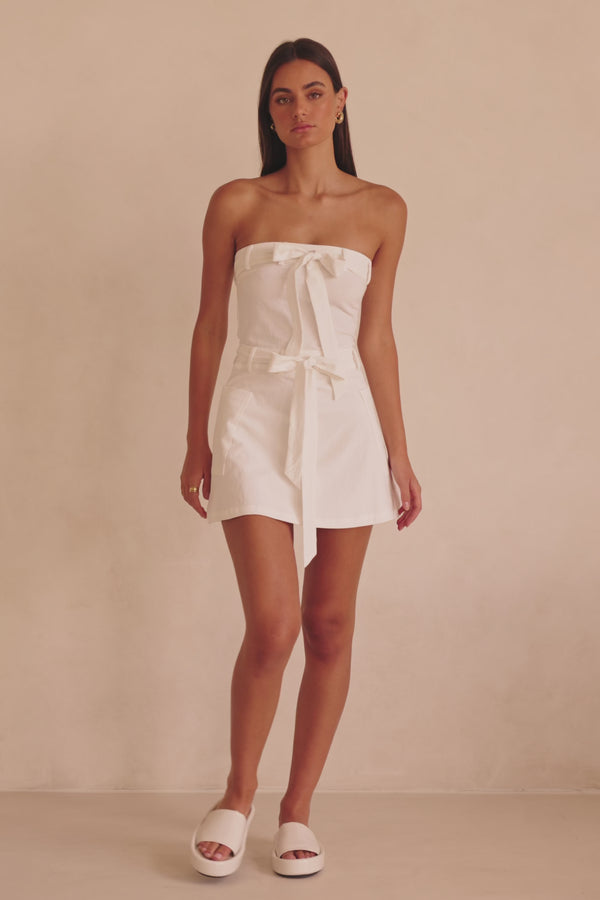 Tulia Tie Mini Dress - White