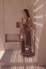 Emelia V Neckline Maxi Knit Dress - Brown, White