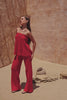 Red Cotton Knit Strapless Athena Top