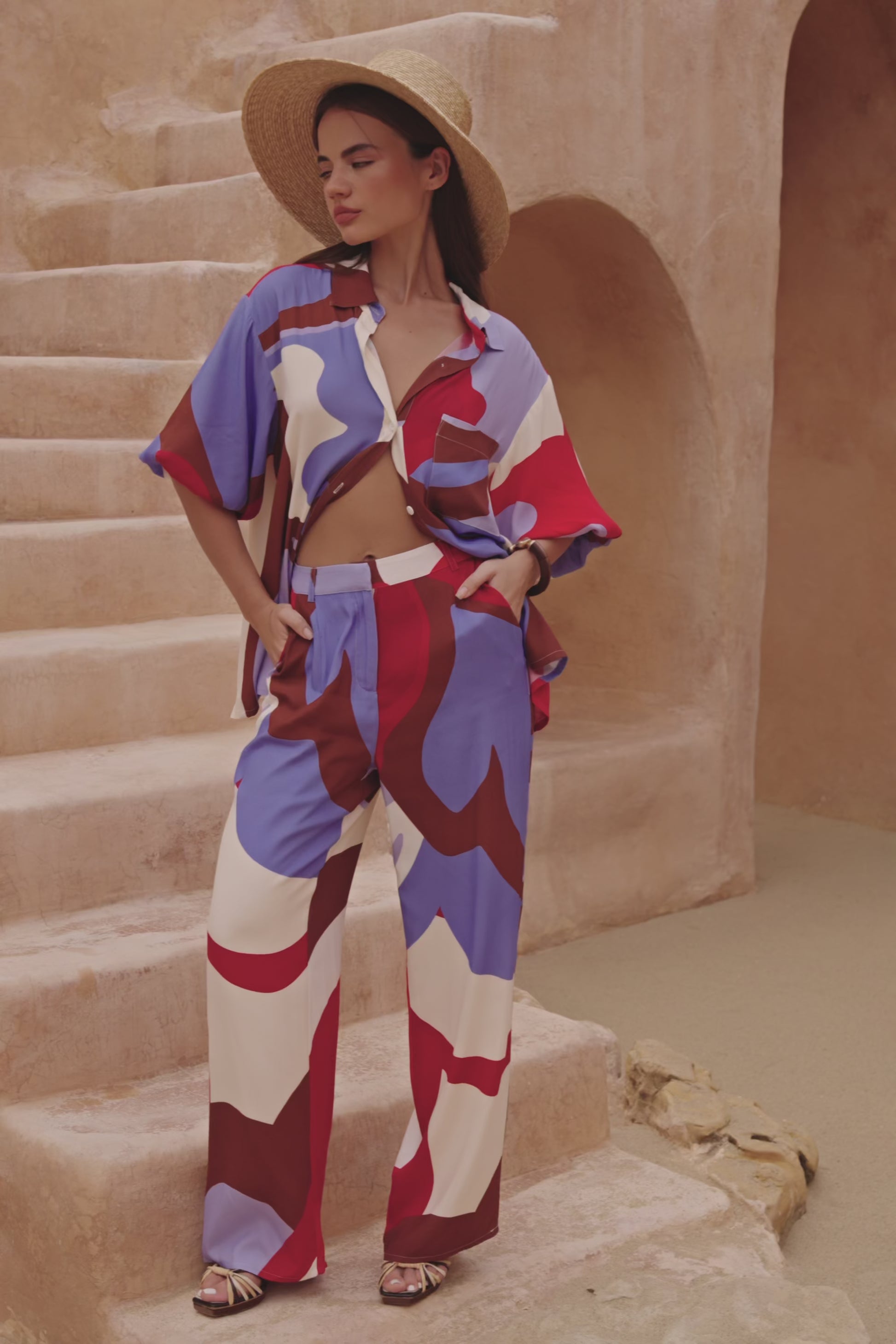 Valley Red Print Relaxed Dia Trouser Pants