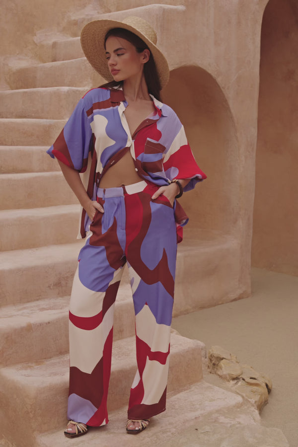 Valley Red Print Relaxed Dia Trouser Pants