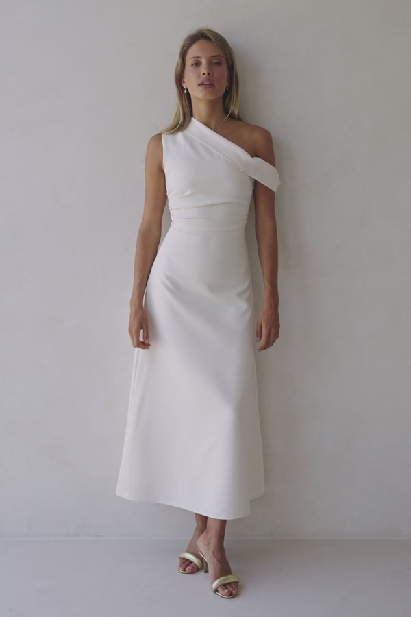 Bridal Cream One Shoulder Maxi Indy Dress