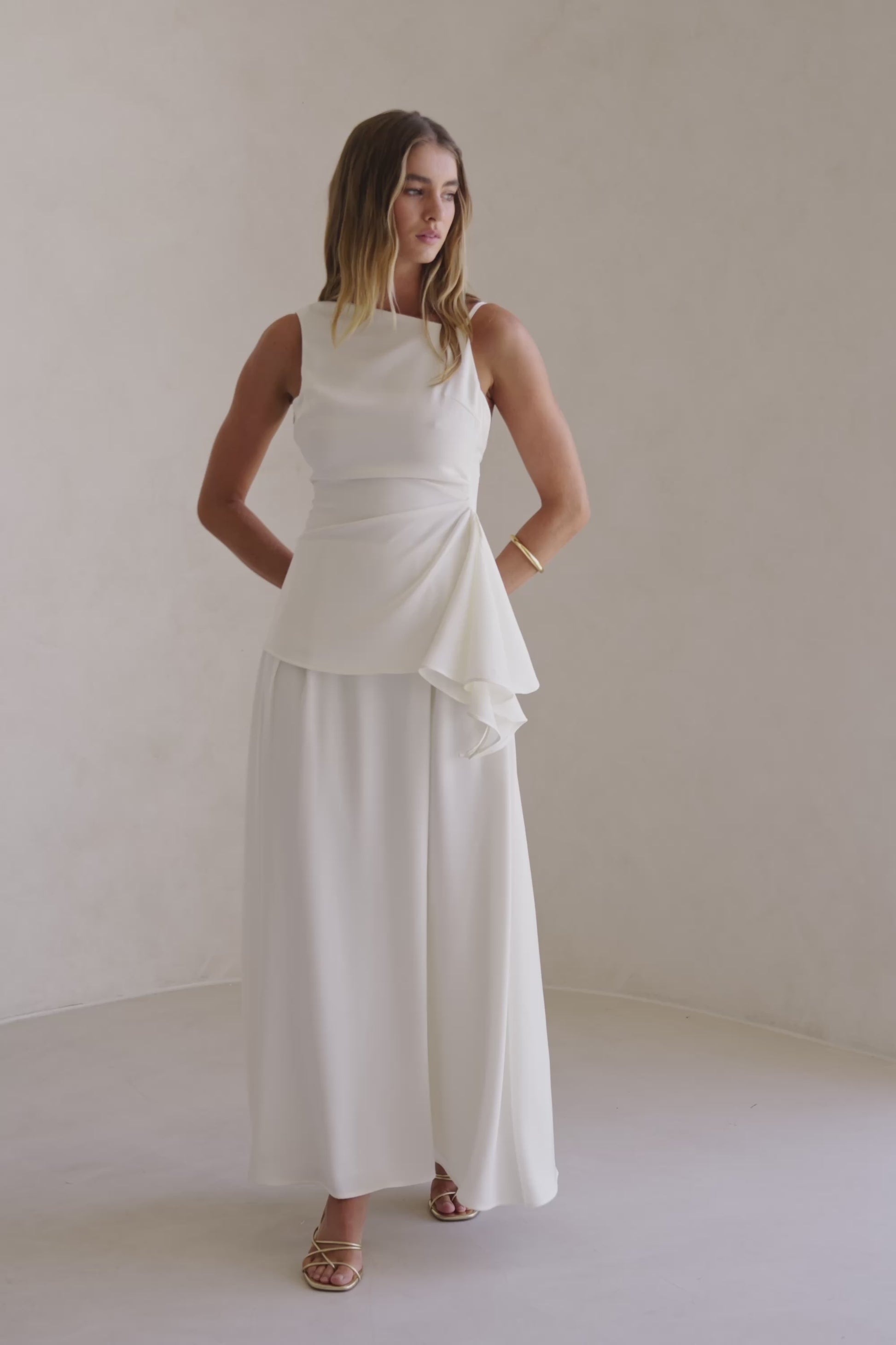 White Pleated Maxi Hailey Skirt
