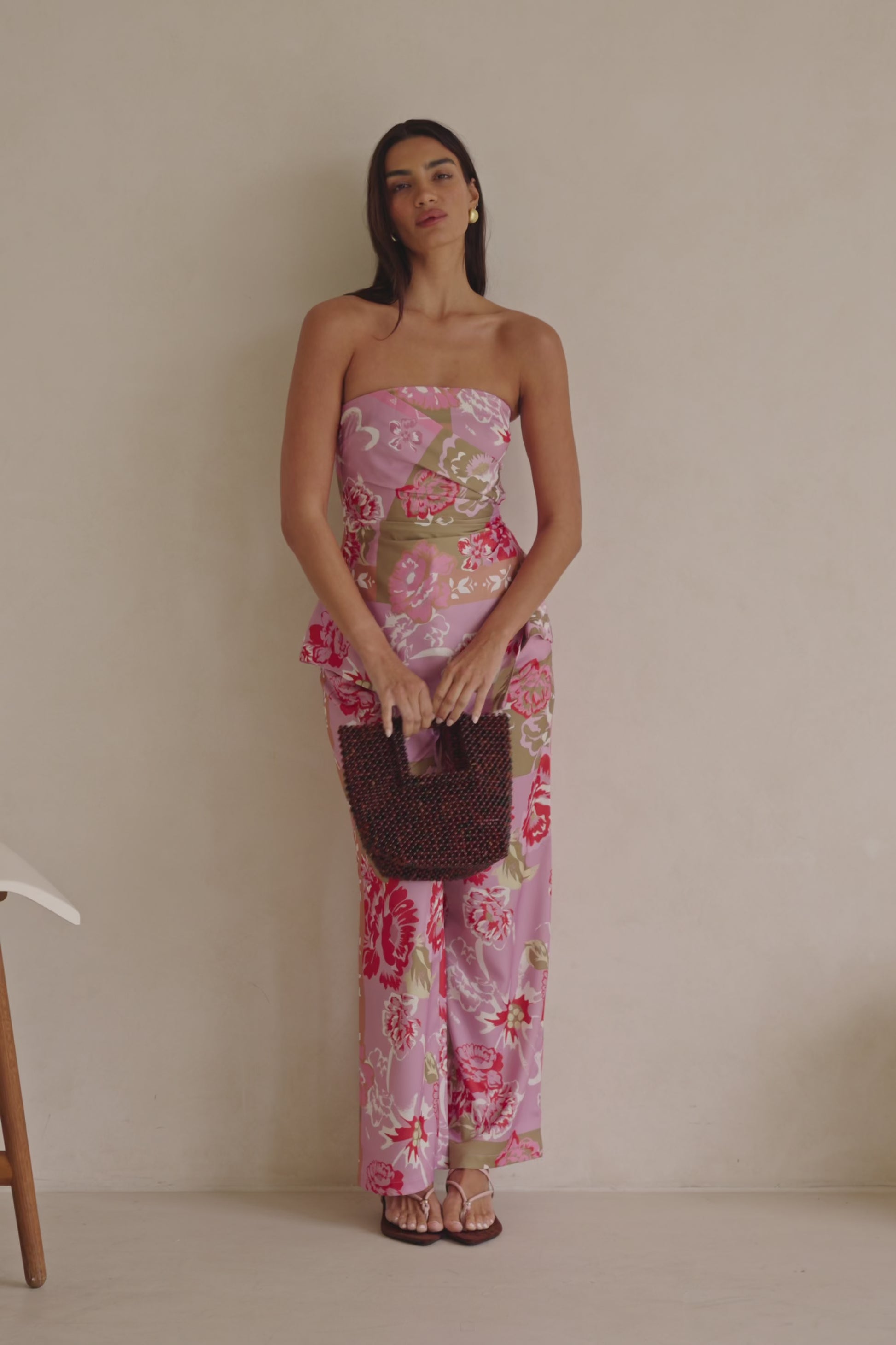 Pink Botanic Patch Floral Print Pocket Marleigh Pants