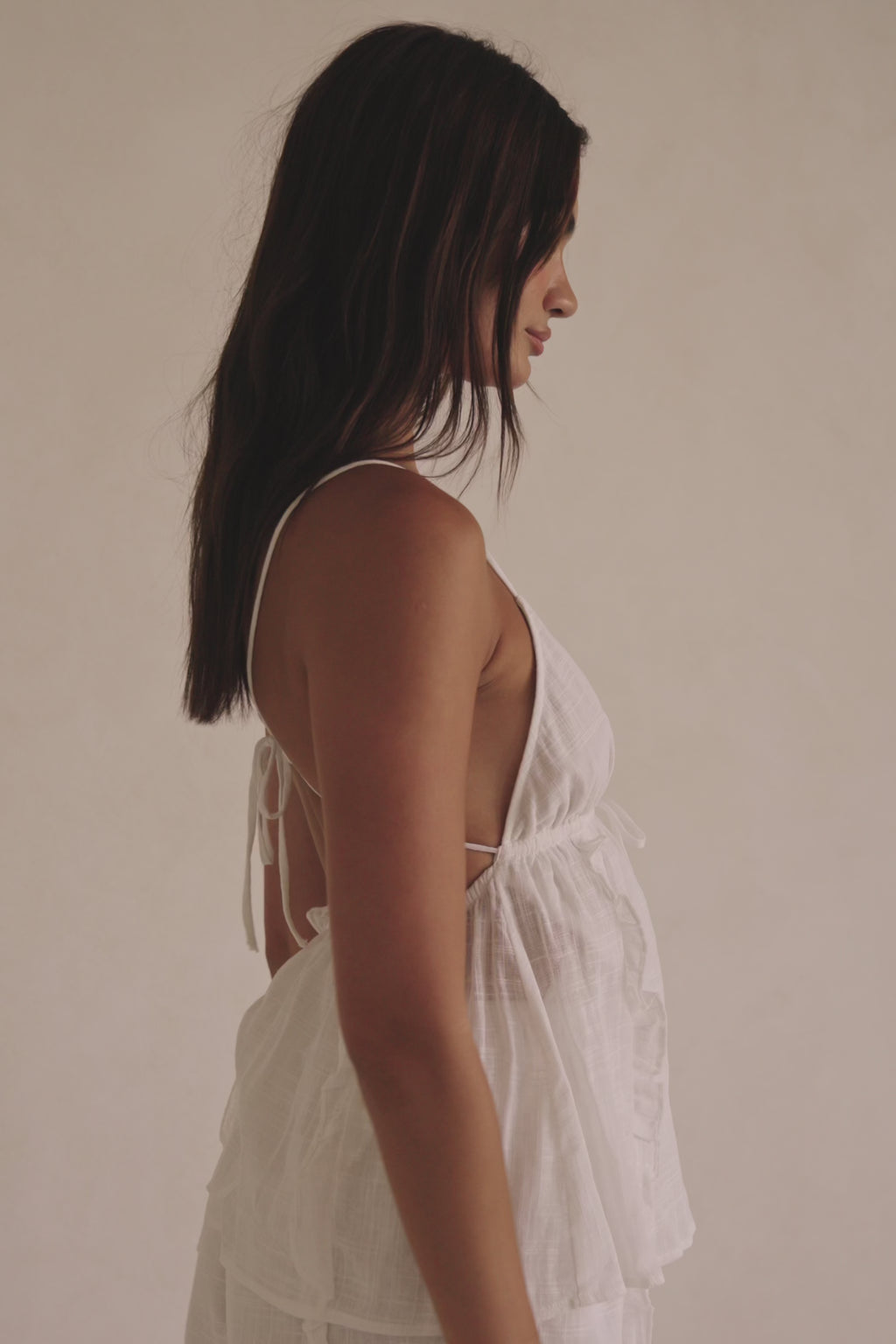 White Strappy V Neck Overlay Frill Samah Playsuit