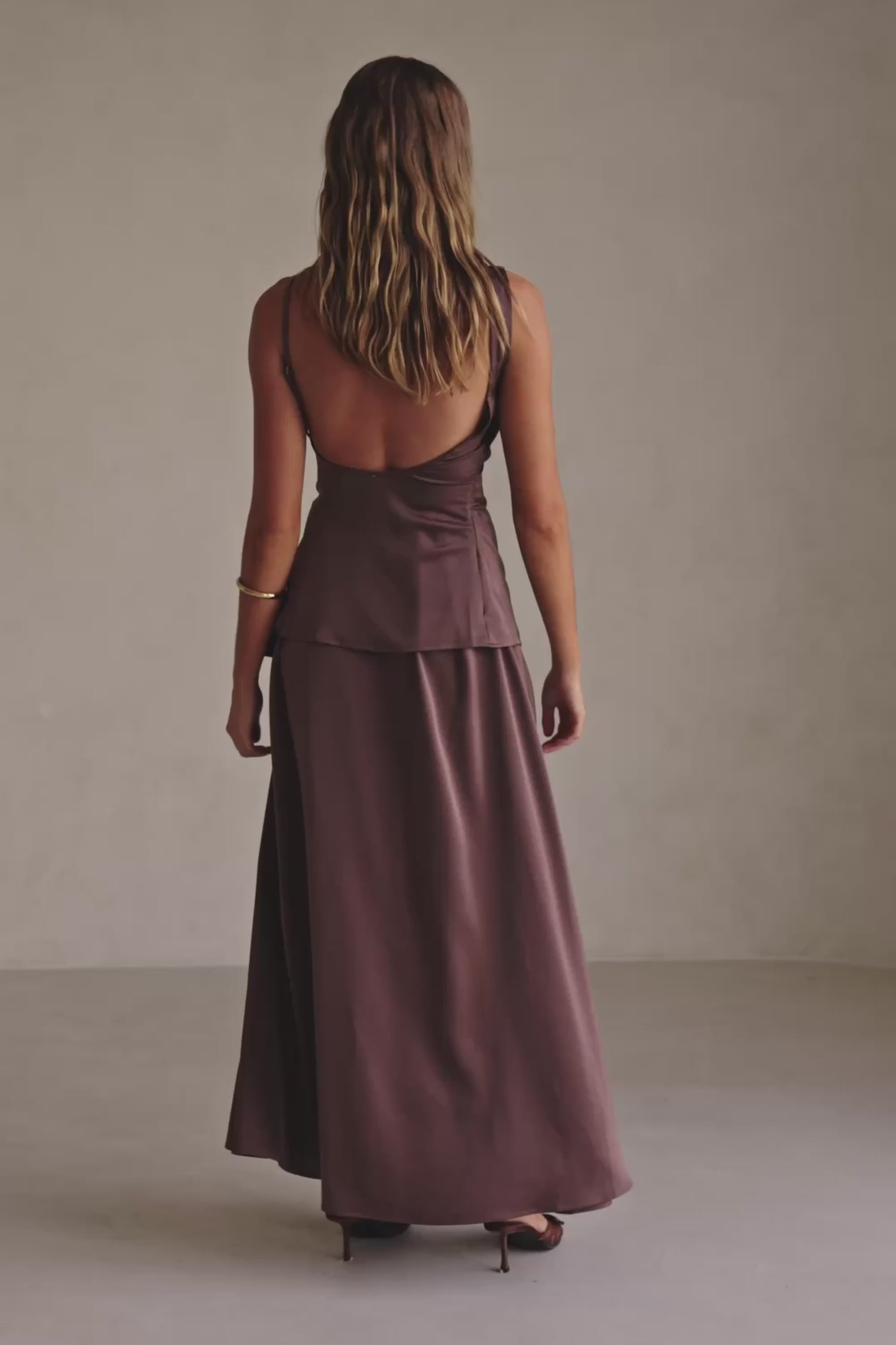 Chocolate Brown Pleated Maxi Hailey Skirt