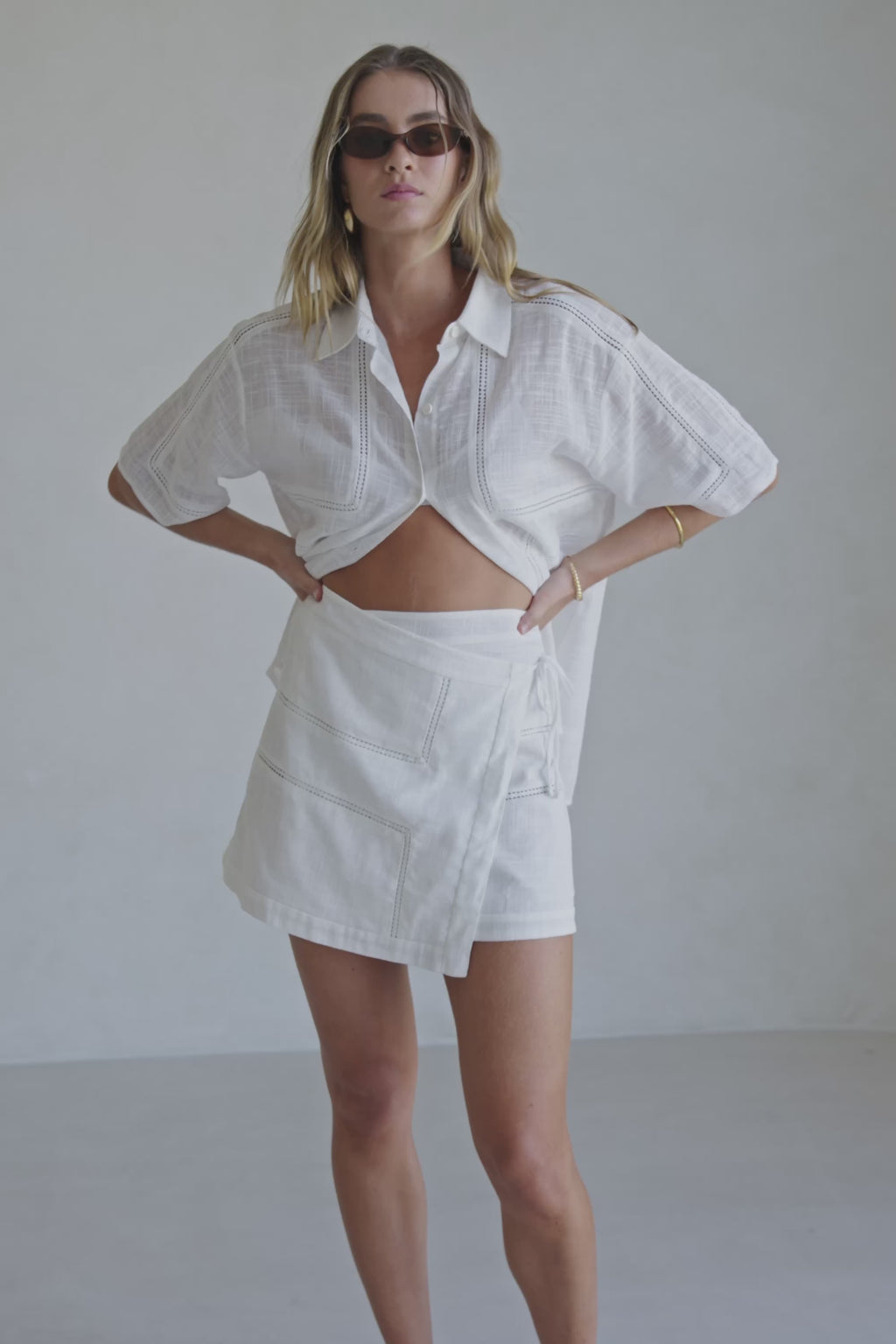 White Cheesecloth Wrap Mini Banks Skirt