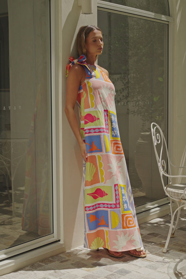 Solis Tropical Print One Shoulder Maxi Seraphine Dress