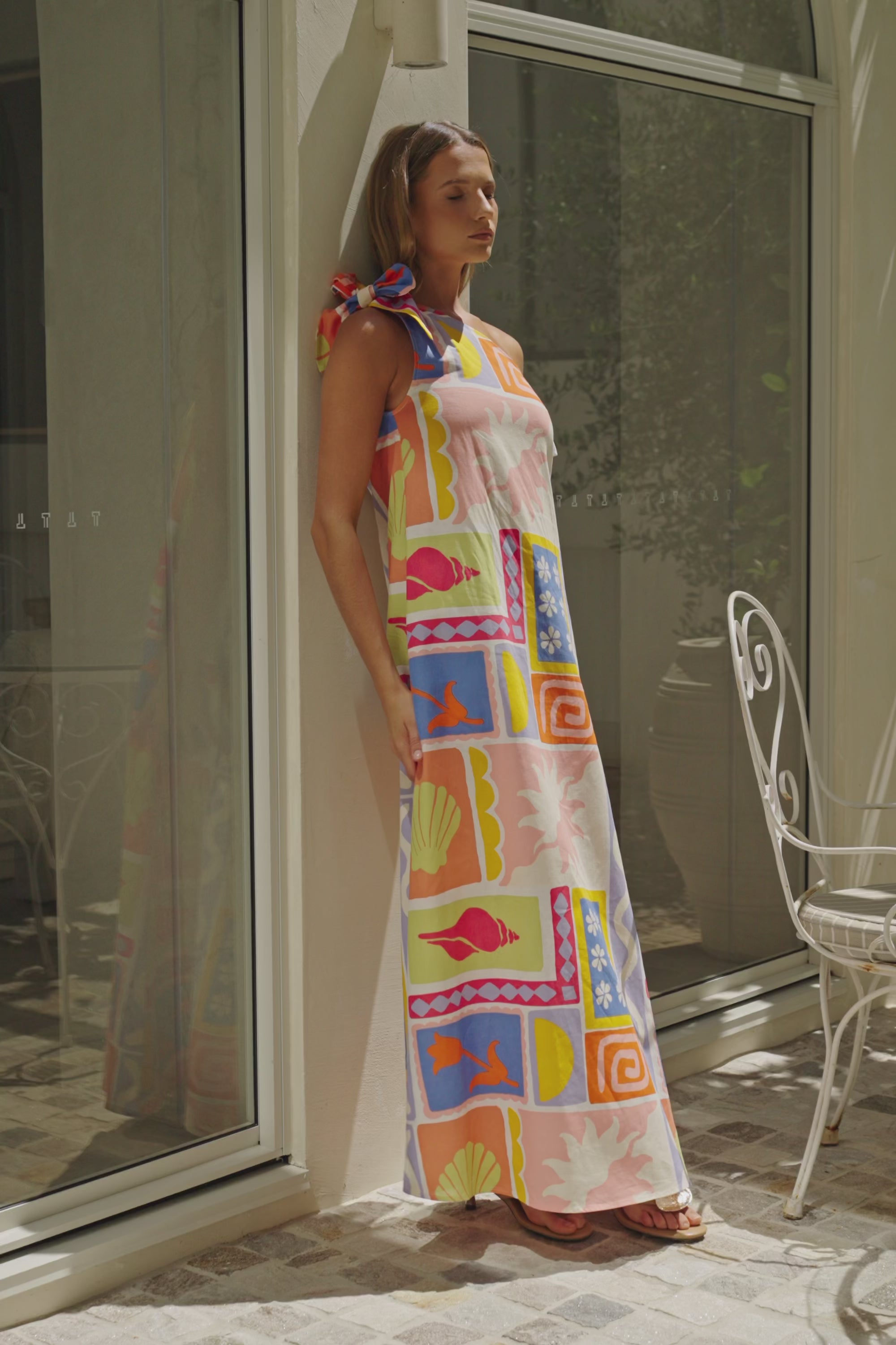 Solis Tropical Print One Shoulder Maxi Seraphine Dress