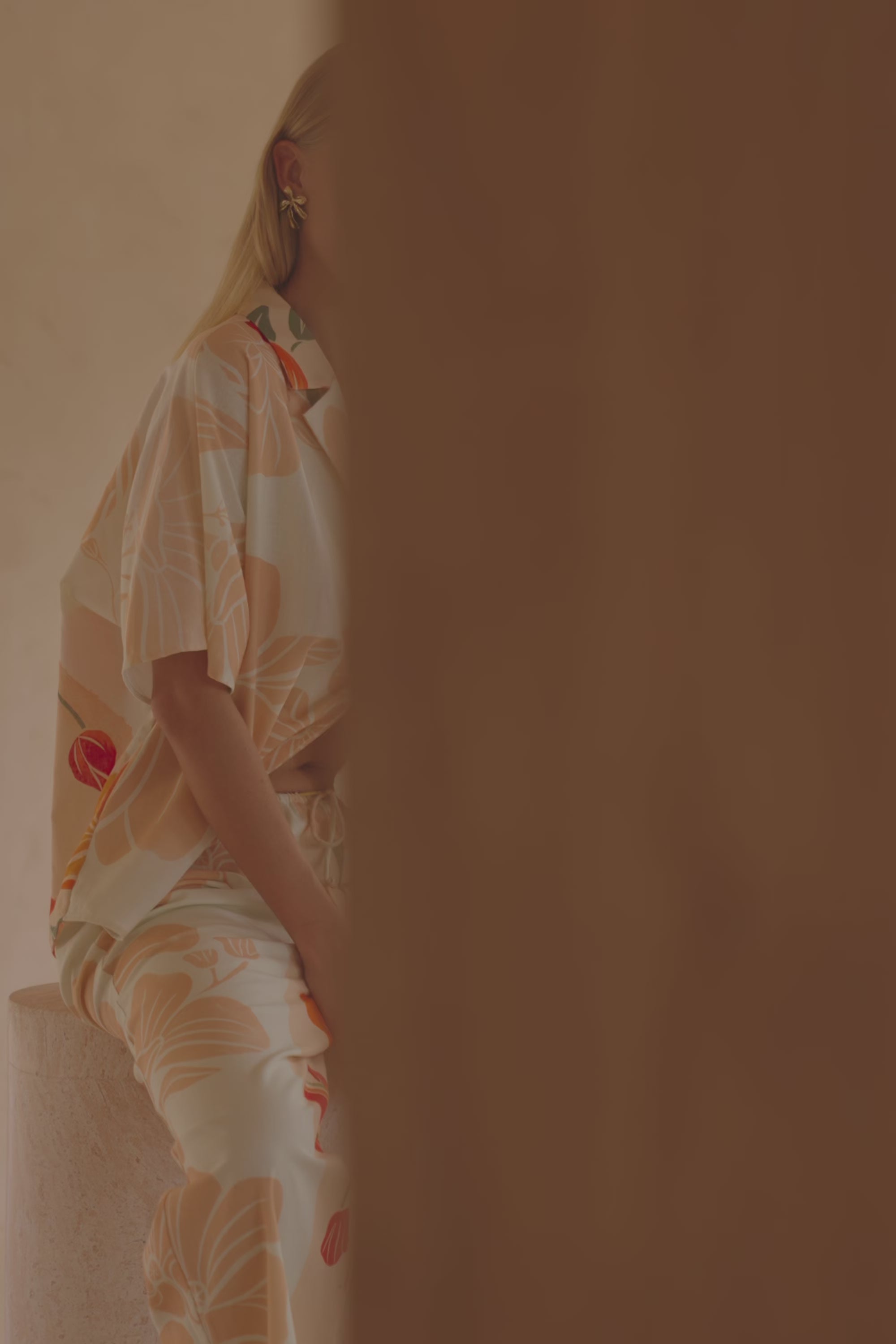 Chey Elasticated Tie Pants - Petal Scarf, Pink, White, Orange