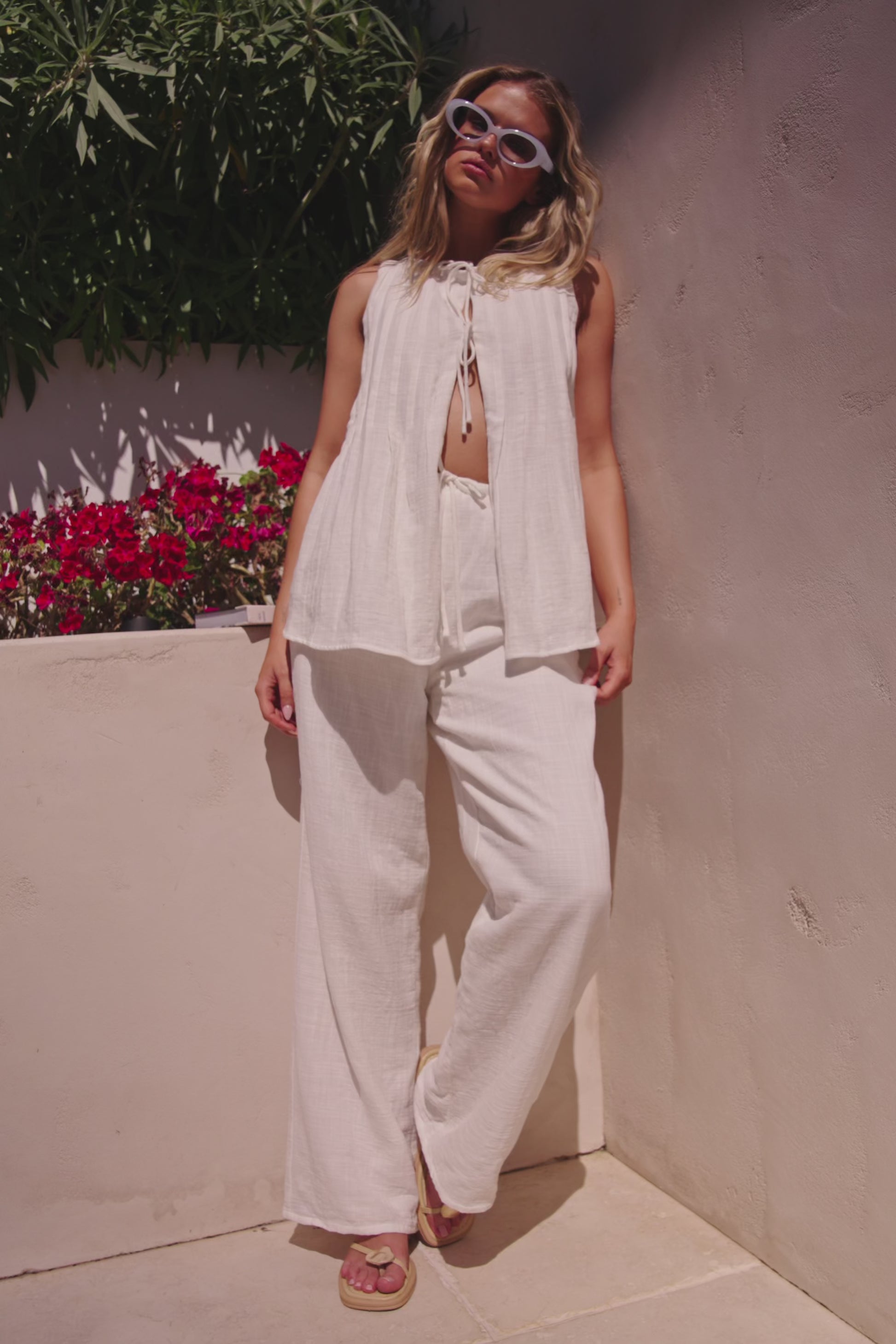 White Cotton Tie Gaia Top