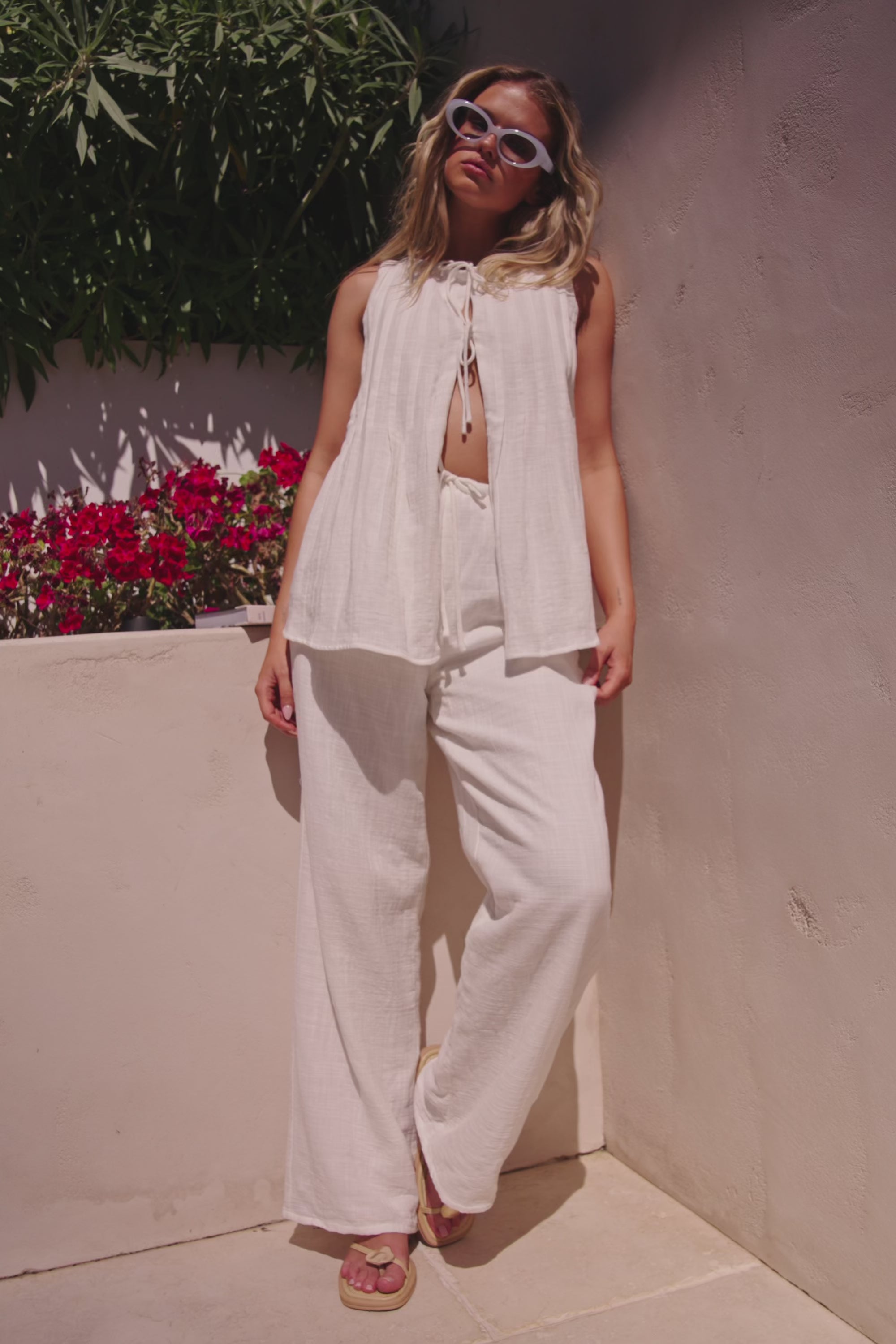 White Cotton Tie Gaia Top