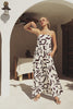 Cream Floral Fleur Lines Print Strapless Noah Dress