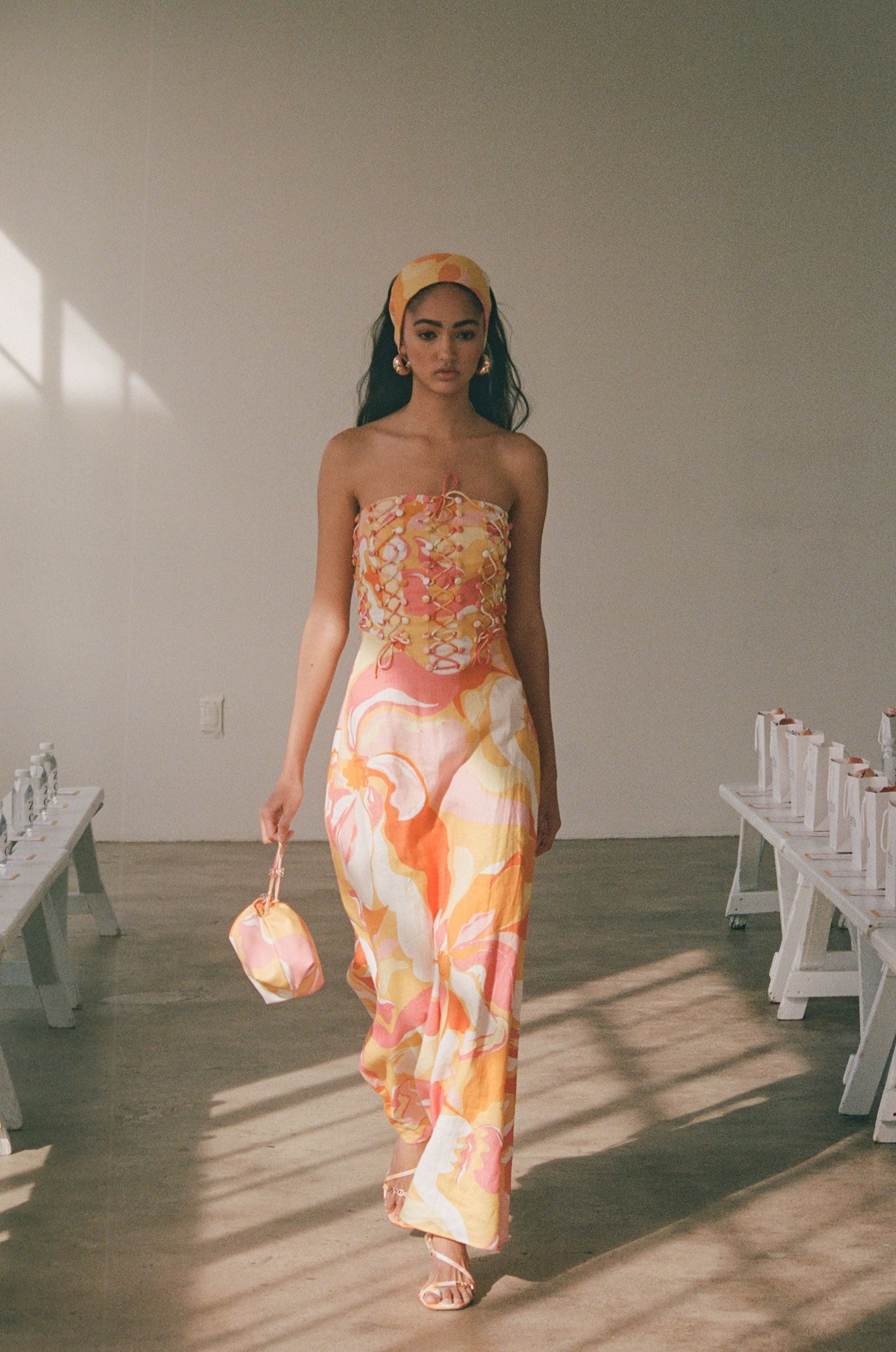 Kahlo Strapless Midi Dress - Calista Sunset