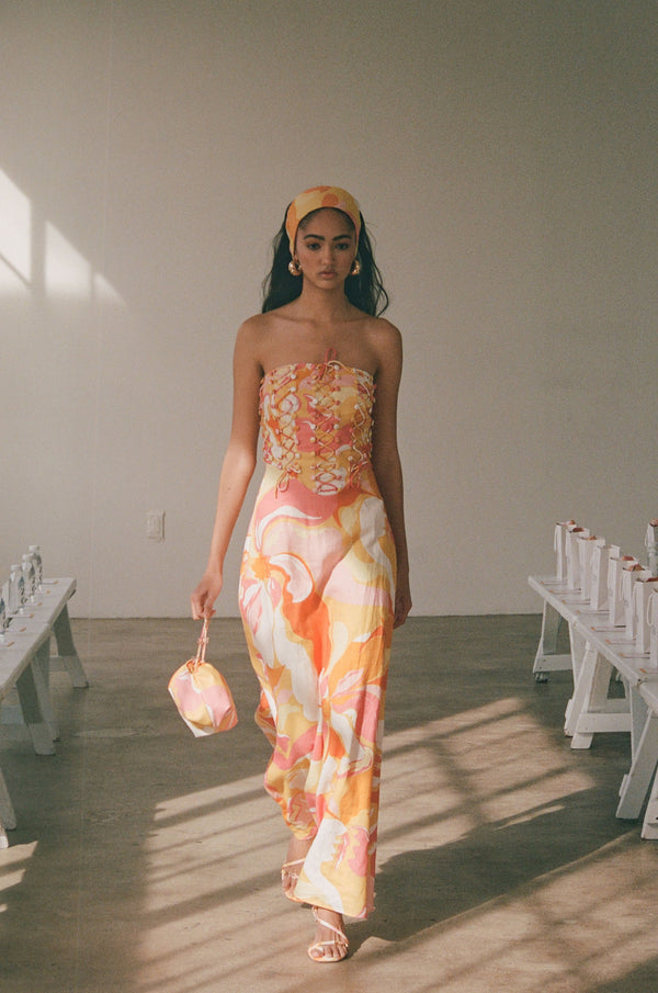 Kahlo Strapless Midi Dress - Calista Sunset