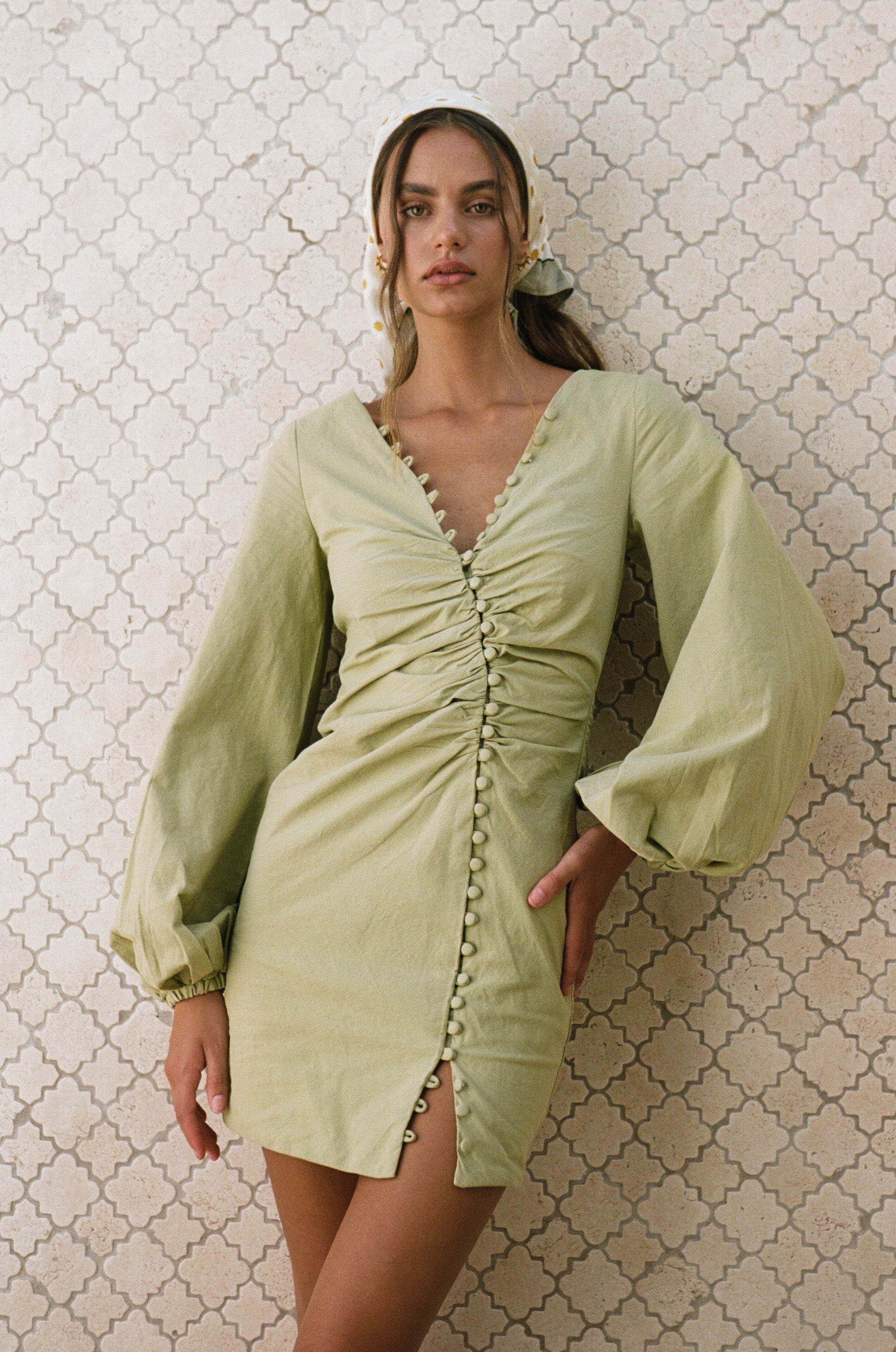 SAMPLE-Minna Button Dress - Moss