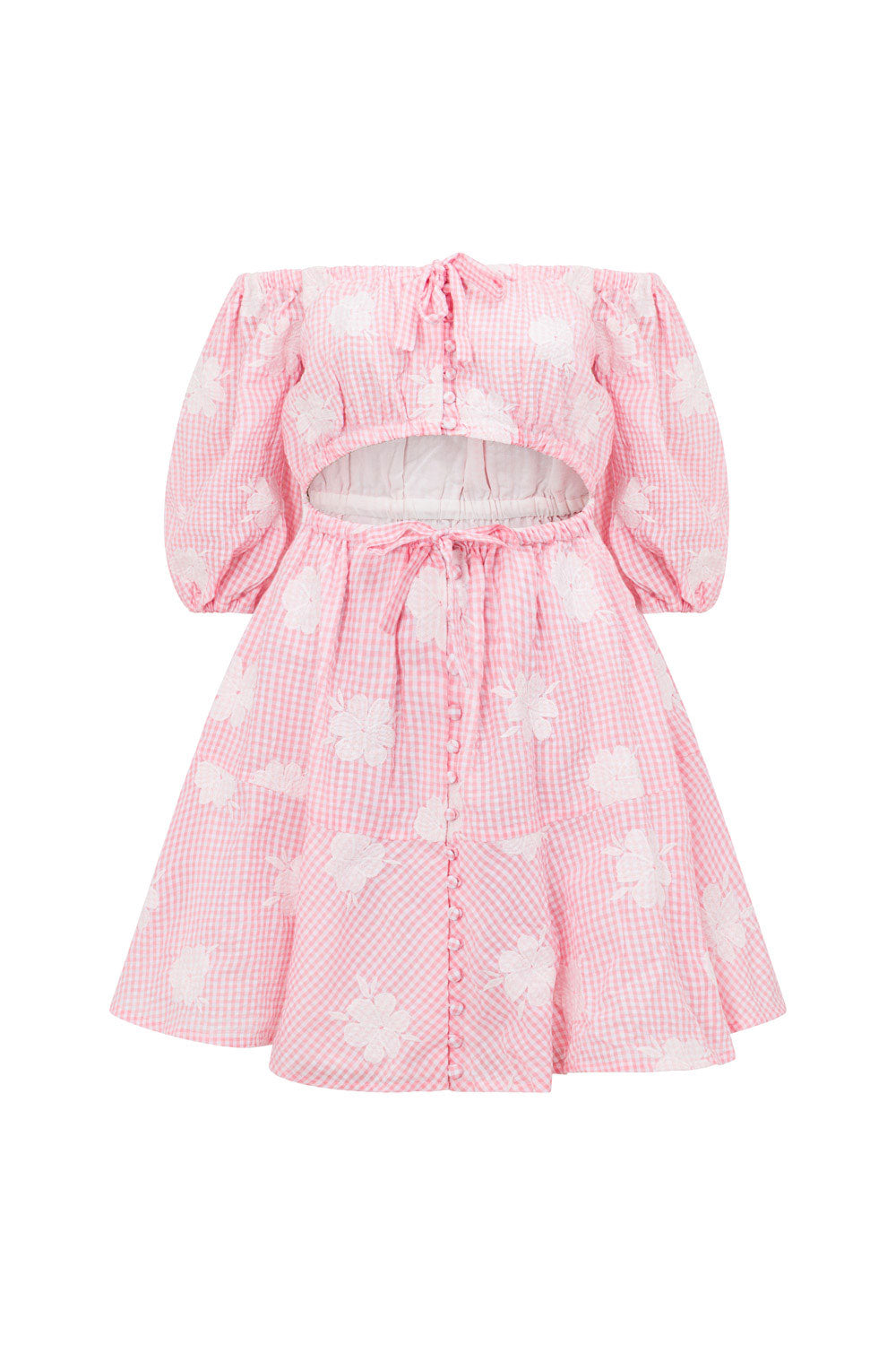 Hiroki Off Shoulder Mini Dress - Pink
