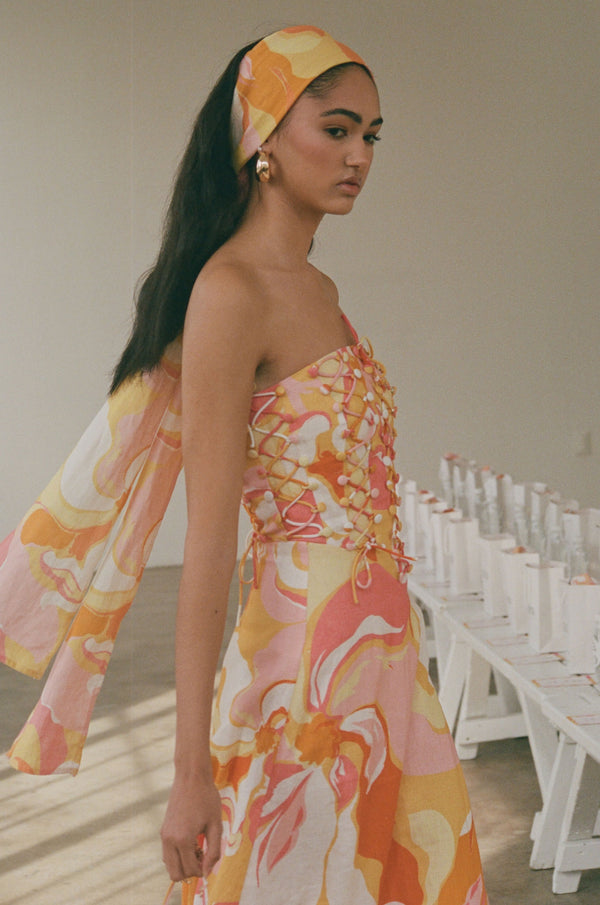Kahlo Strapless Midi Dress - Calista Sunset