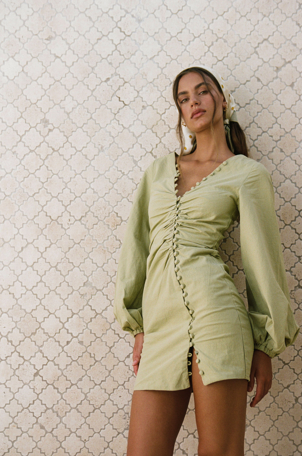 SAMPLE-Minna Button Dress - Moss